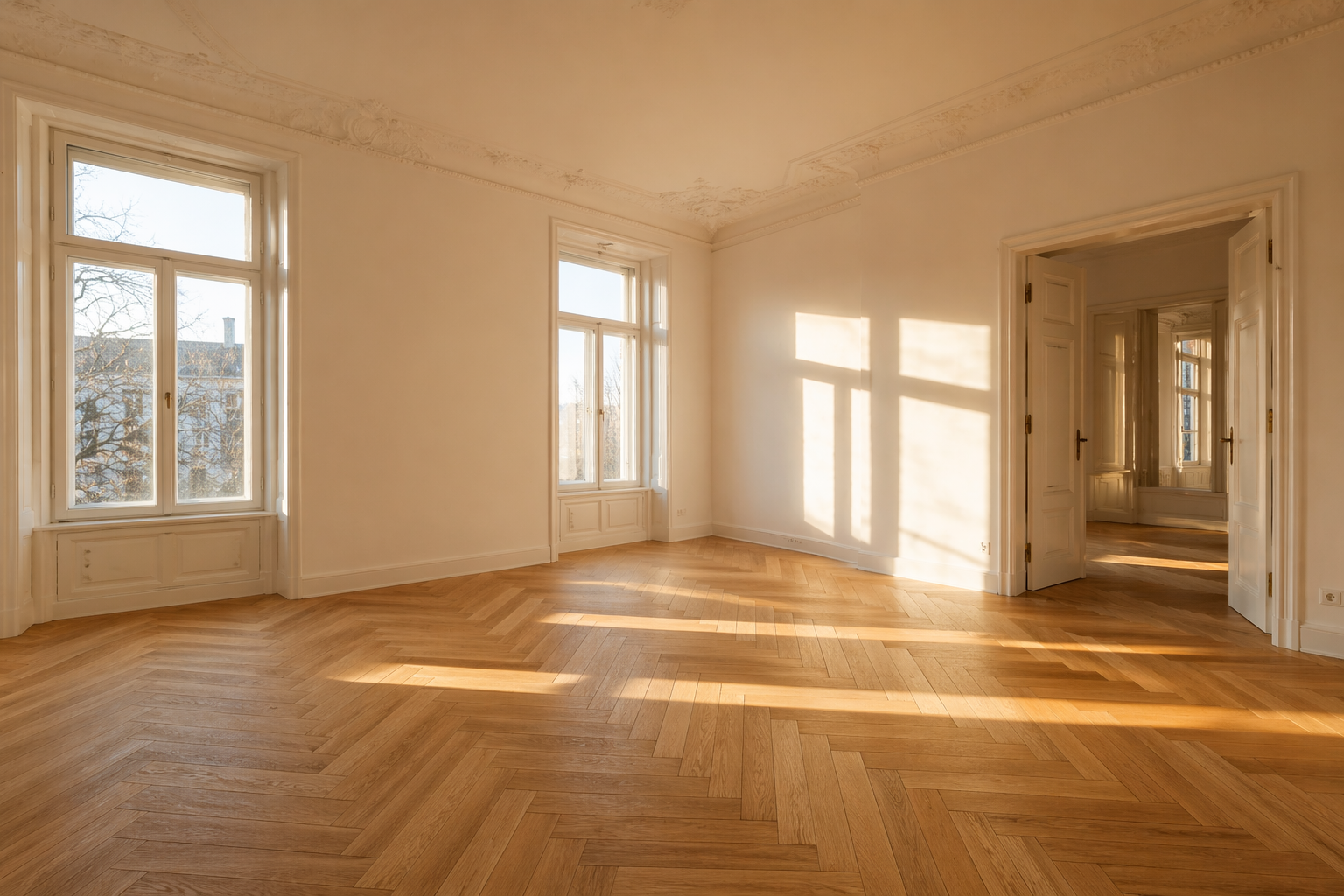 Fischgrätparkett in Altbauwohnung